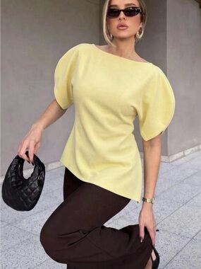 Zara Asymmetric Sculpted Sleeve Top